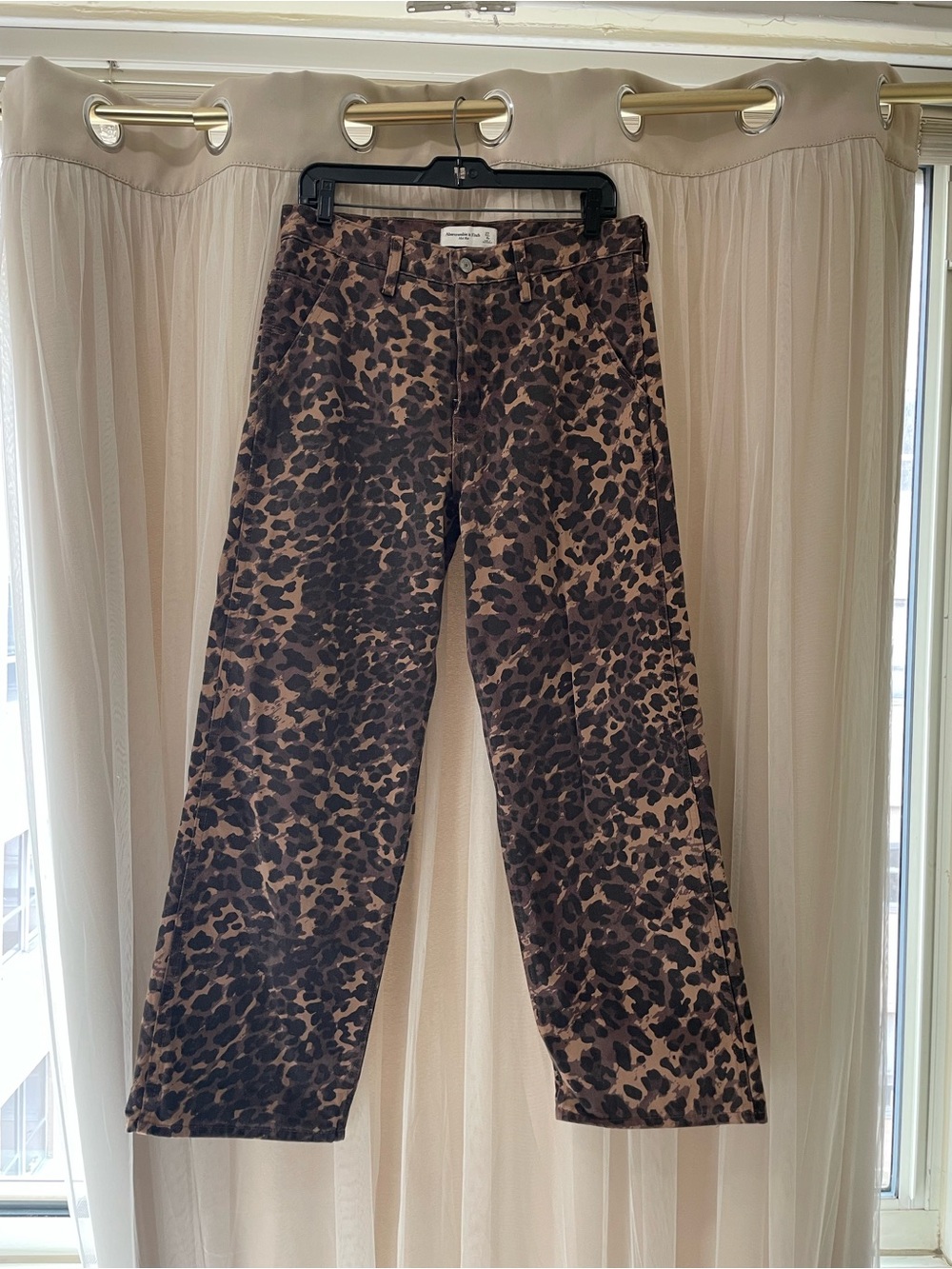 Abercrombie Leopard Print Straight Leg Pants